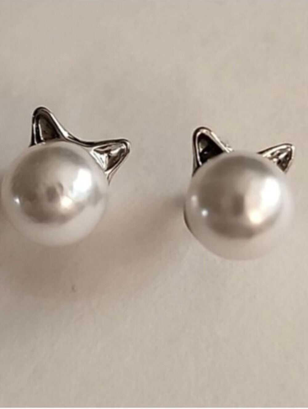 Cat ear Simulated Pearl Earrings